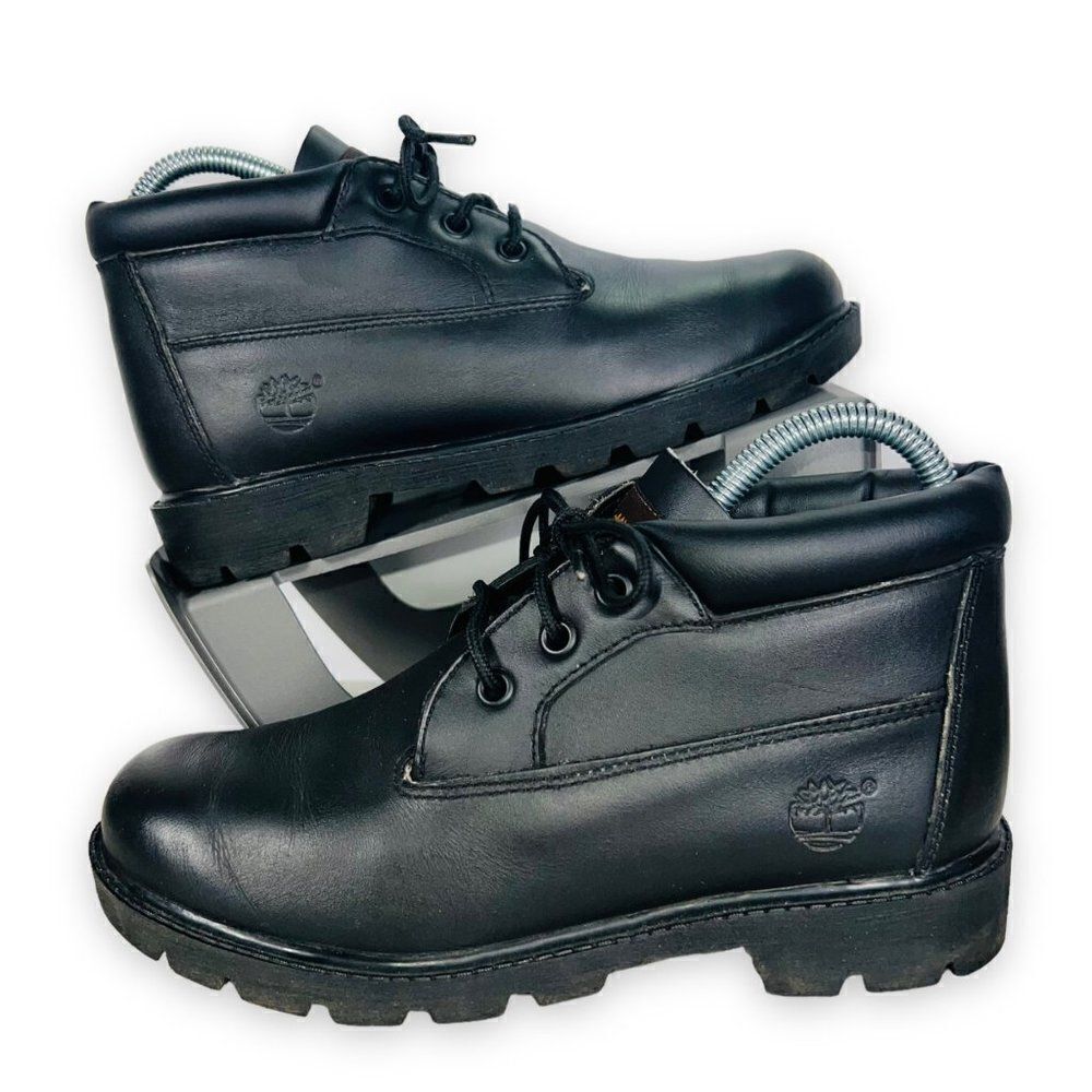 Timberland Waterproof Chukka Boots Black Leather 10920 Youth 4.5M‎